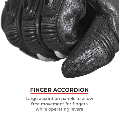 ViaTerra grid – full gauntlet motorcycle riding gloves have finger accordion