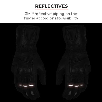 ViaTerra grid – full gauntlet motorcycle riding gloves have reflectives