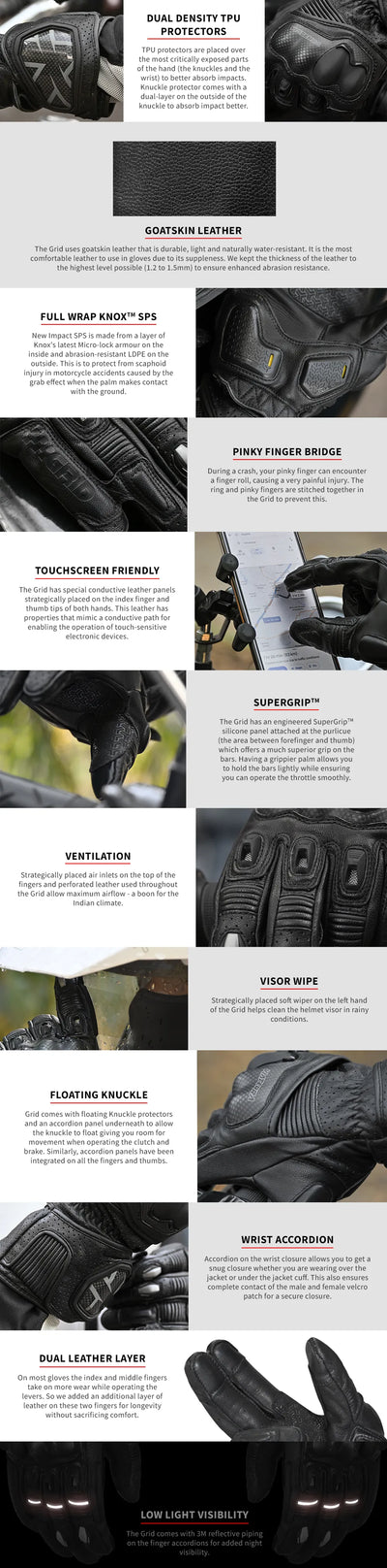 ViaTerra grid – full gauntlet motorcycle riding gloves