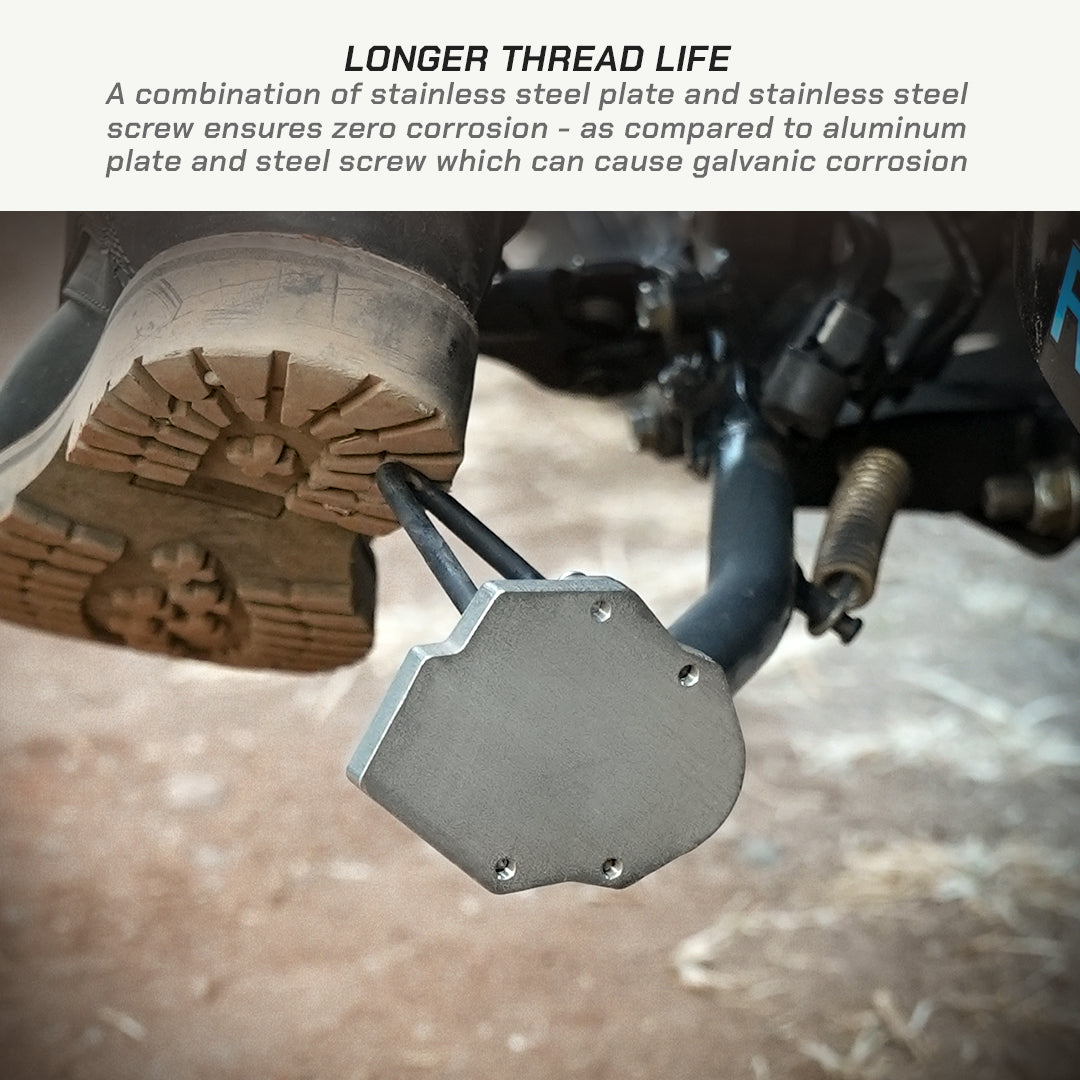 color_common Metallic component on a vehicle with text about stainless steel materials reducing corrosion.