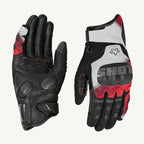color_red motorcycle gloves with 'SHOT' branding on a white background