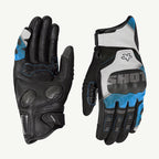 color_blue Pair of black, gray, and blue gloves with 'SHOT' branding on a white background
