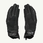 color_common Pair of black gloves with textured palm and wrist closures on a light gray background
