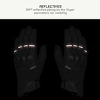 color_common Black gloves with reflective piping on a black background