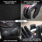 color_common Collage of motorcycle gloves with features highlighted on a black background