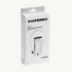 Viaterra Elite Hydration Bladder 2L in its original white retail packaging, featuring a clear bladder with a black neck cap and attached tubing, shown against a light off-white background.