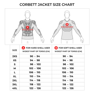 ViaTerra corbett custom color - off road trail riding jacket size chart