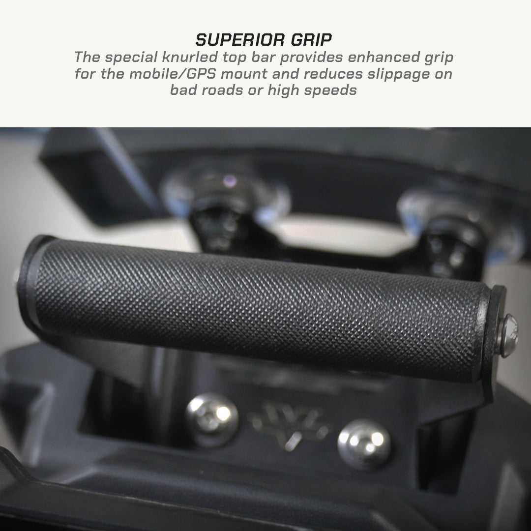 KTM Adventure 390 GEN 2 Mobile Mount Knurled top bar for mobile/GPS mount with text on superior grip