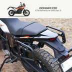 Saddlebag Rack - KTM Adventure 390 Gen 2 Motorcycle seat and rear section with KTM Adventure 390 Gen 2 branding.