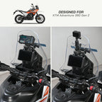 KTM Adventure 390 GEN 2 Mobile Mount Motorcycle with mounted camera and screen setup, designed for KTM Adventure 390 Gen 2.