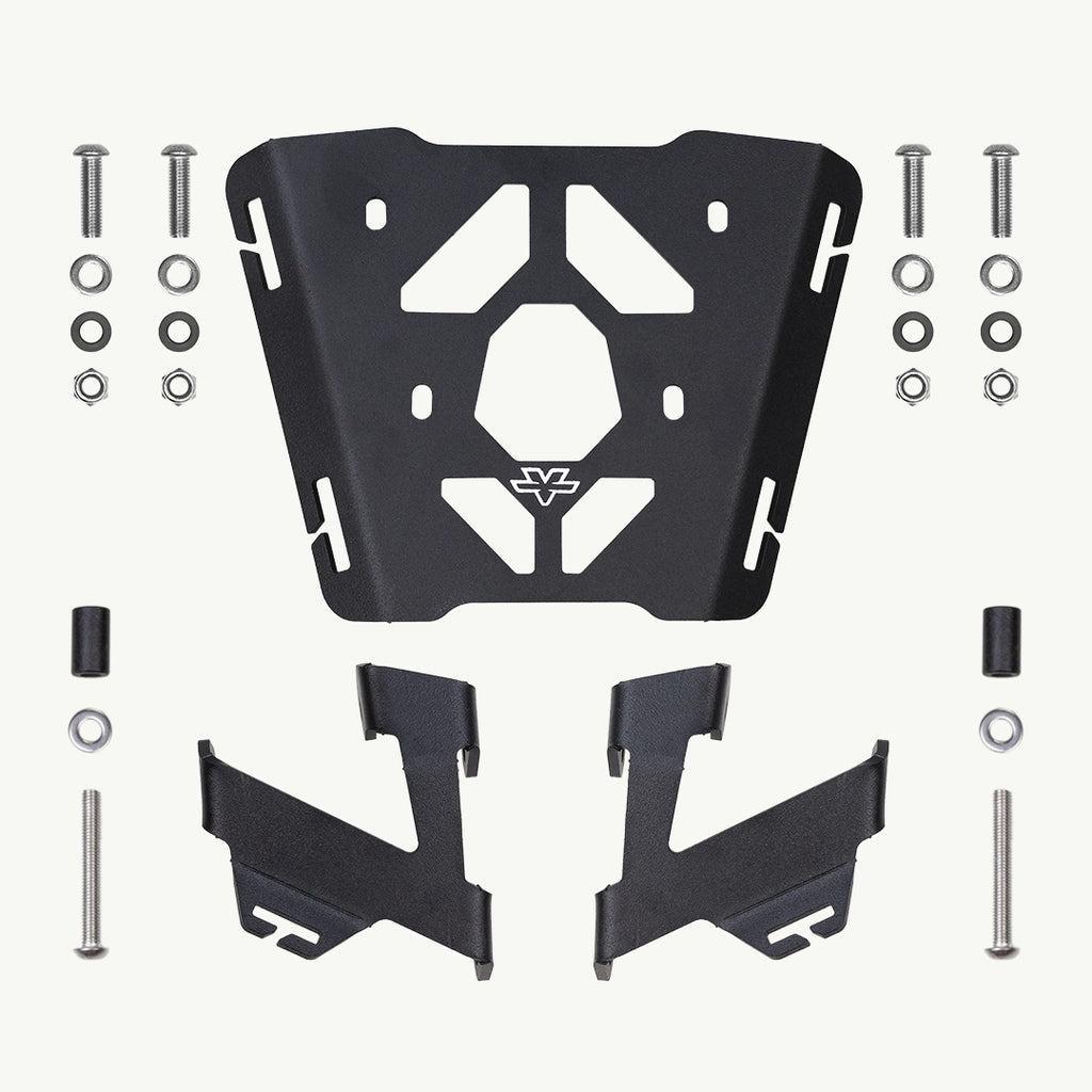 KTM Adventure 250 Gen 2 Black metal mounting bracket kit with screws and washers on a white background