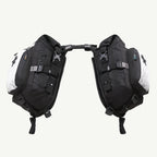 LFA Enduro Saddle Bag Black backpack with white accents on a light gray background