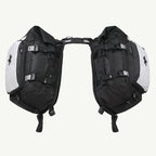 LFA-SaddleBag Black and white backpack on a white background