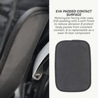 LFA-SaddleBag EVA padded contact surface for motorcycle with text explaining its use.