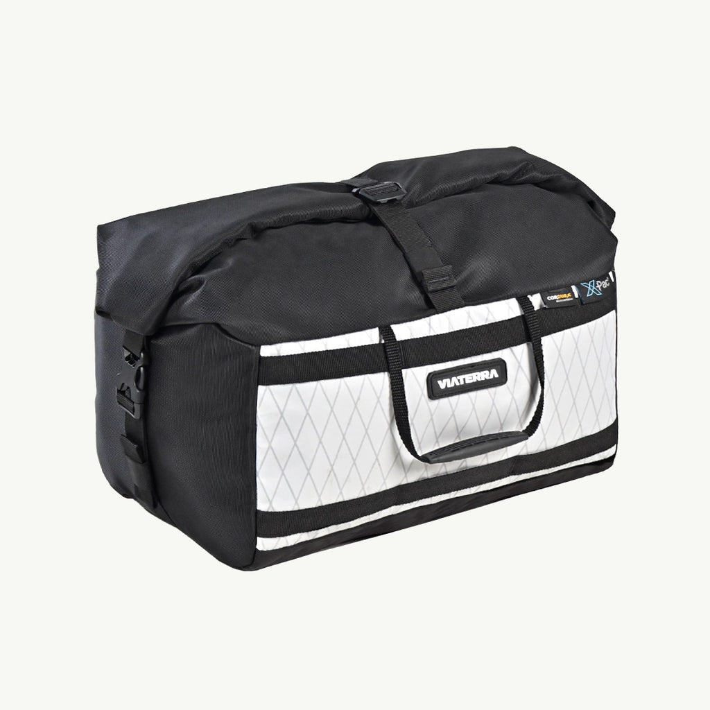 ViaTerra LFA - Tailbag Black and white duffel bag with visible brand logo on a white background