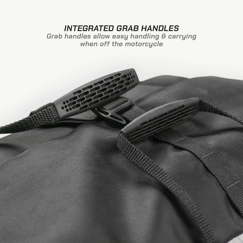 ViaTerra LFA - Tailbag Black motorcycle luggage with integrated grab handles on a white background