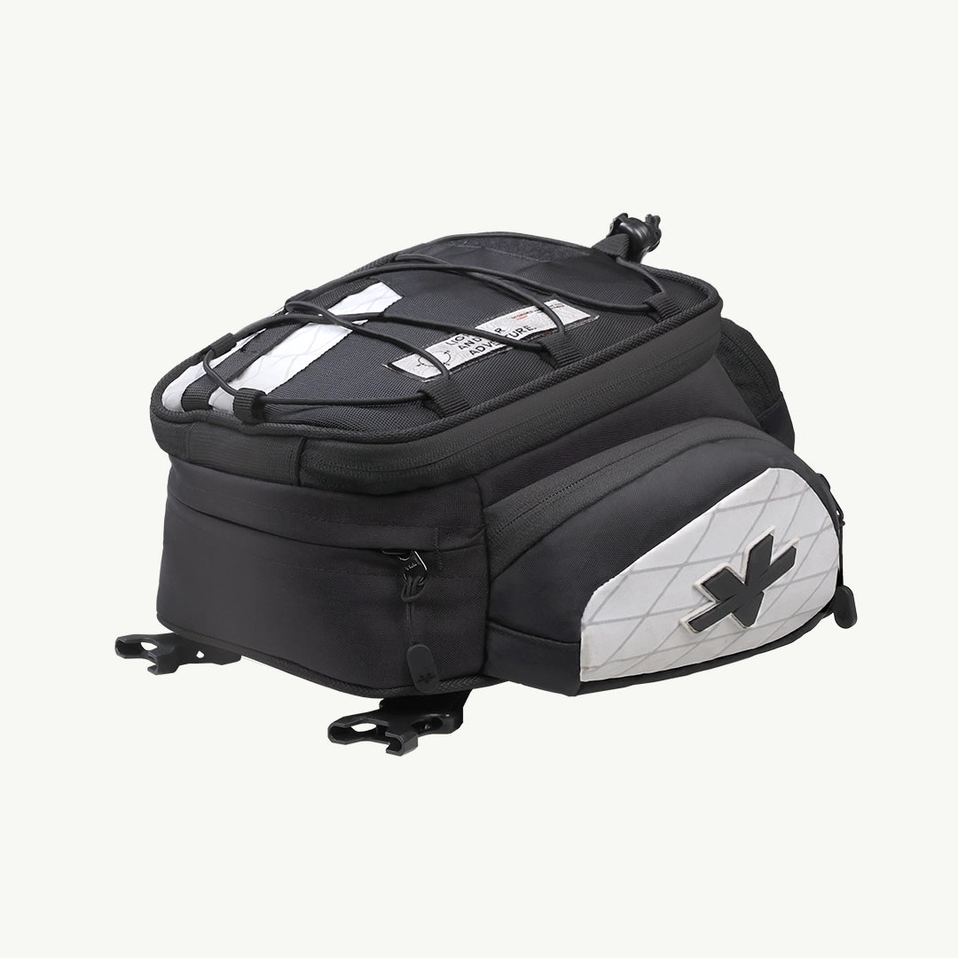 LFA - Tank Bag - Enduro Black motorcycle saddlebag with white logo on a white background