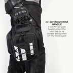 LFA - Tank Bag - Enduro Person wearing a black motorcycle tank bag with an integrated grab handle on a white background