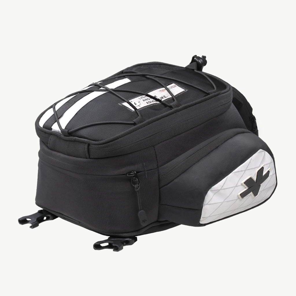 LFA - Tank Bag - XC Black motorcycle tank bag with a white logo on a white background