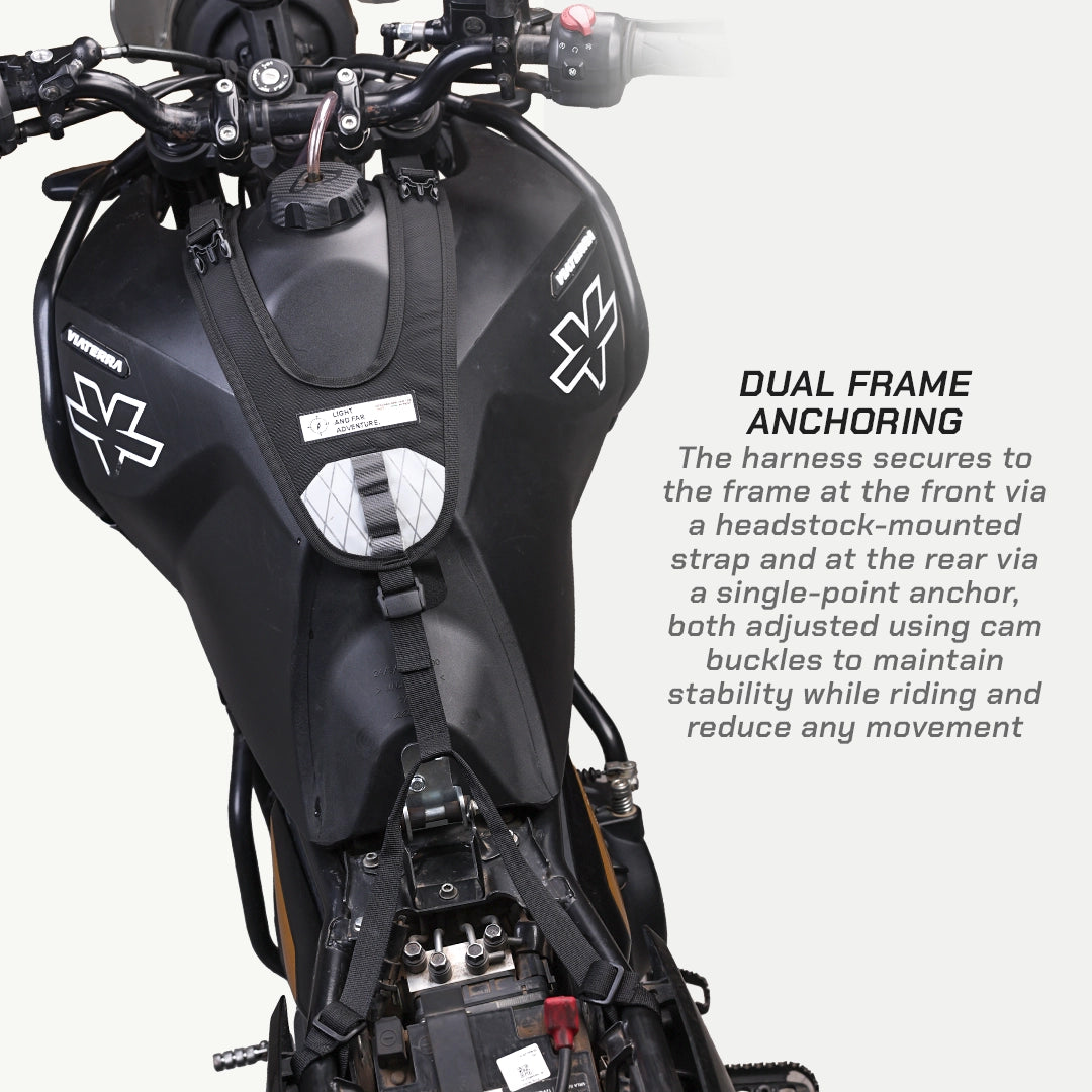 LFA - Tank Bag - XC Motorcycle with dual frame anchoring system on a white background