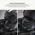 LFA - Tank Bag - XC Motorcycle saddlebag with quick-release buckles on a motorcycle.