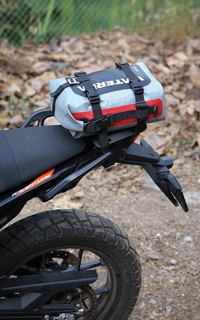 Large surface area Motorcycle with a saddlebag attached on a natural background