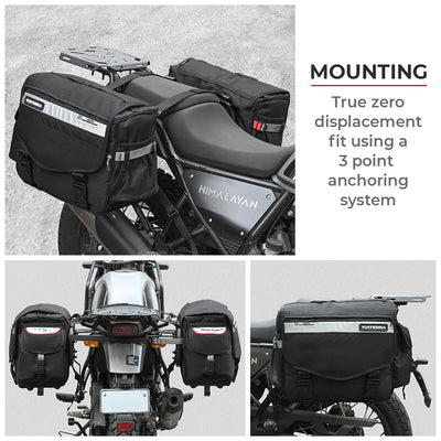 ViaTerra saddlebags true zero displacement fit using a 3 point anchoring system