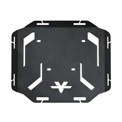 Black metal plate with geometric design