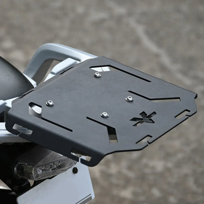 Black motorcycle luggage rack