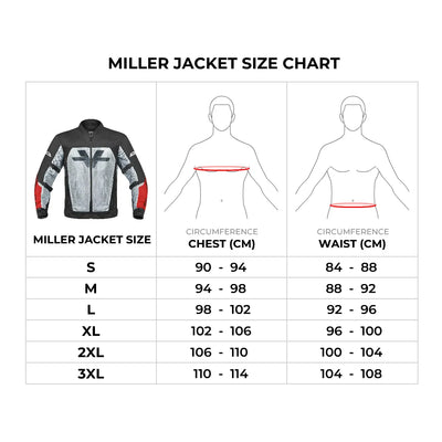 ViaTerra miller – street mesh riding jacket with liners size chart