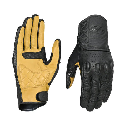 ViaTerra fuel - retro classic leather motorcycle gloves (black-tan)-1