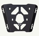 QUICK MOUNT REAR RACK - KTM Enduro 390 Black metal license plate holder with cutout design on a white background