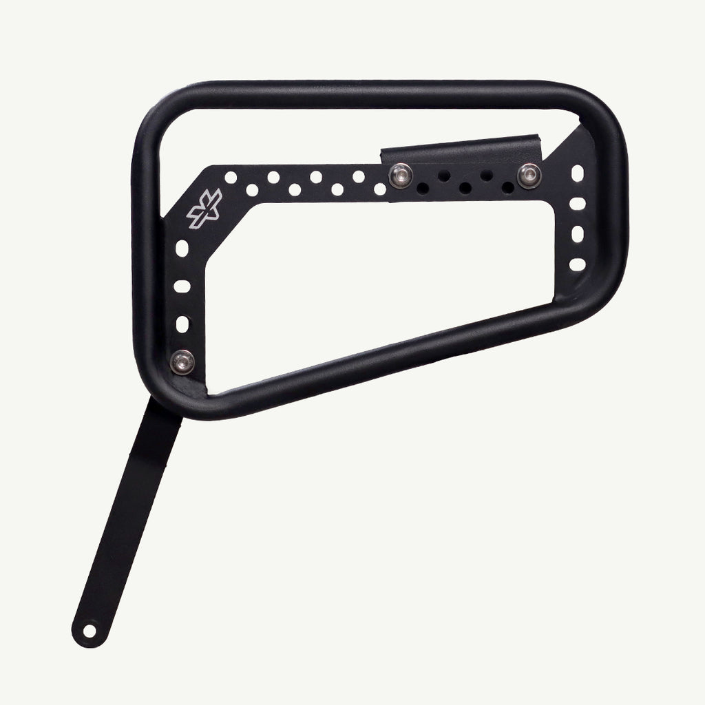 Saddlebag Rack - Royal Enfield BEAR 650 Black metal bumper guard on a white background
