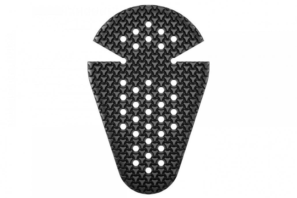 Black adhesive patch with textured surface on a white background