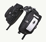 Saddlebag - 1 No. Black tactical pouch with multiple compartments on a white background