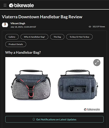 BikeWale Reviews ViaTerra Downtown Handlebar Bag
