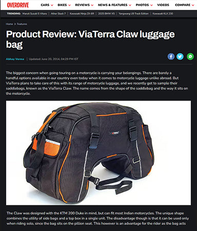 OverDrive Reviews ViaTerra Claw Saddlebags: Smart, Spacious Luggage for Solo Touring
