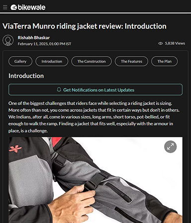 BikeWale Reviews ViaTerra Munro Custom-Fit Riding Jacket