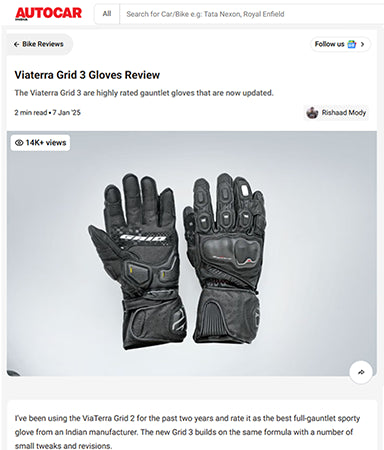 Autocar Reviews ViaTerra Grid 3 Motorcycle Gloves