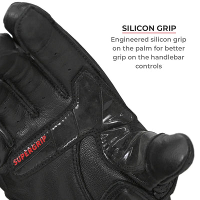 ViaTerra shifter – short motorcycle leather riding gloves have silicon grip