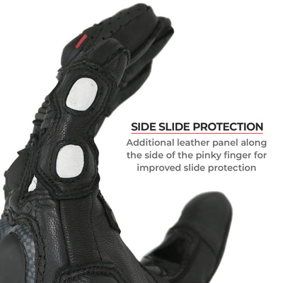 ViaTerra shifter – short motorcycle leather riding gloves have side slide protection