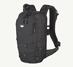Singletrack bag - 1 no. A black technical backpack with multiple zippered compartments and padded shoulder straps, shown against a plain off-white background.