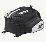 Tank Bag - 1 No. Black and gray motorcycle saddlebag with visible brand logo