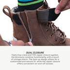 color_brown ViaTerra bronson - retro motorcycle riding boots for men (brown) has dual closure