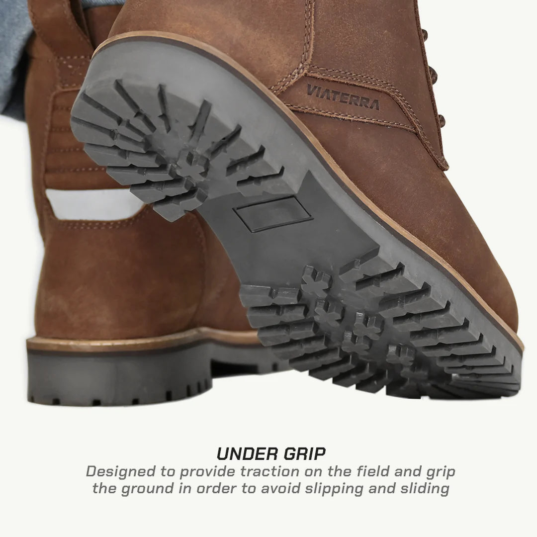color_brown ViaTerra bronson - retro motorcycle riding boots for men (brown) have under grip