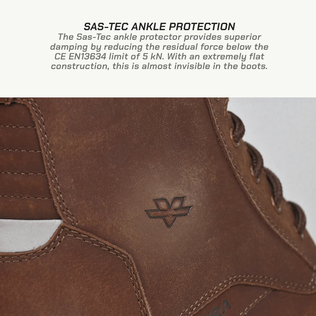 color_common ViaTerra bronson - retro motorcycle riding boots for women has sas-tec ankle protection