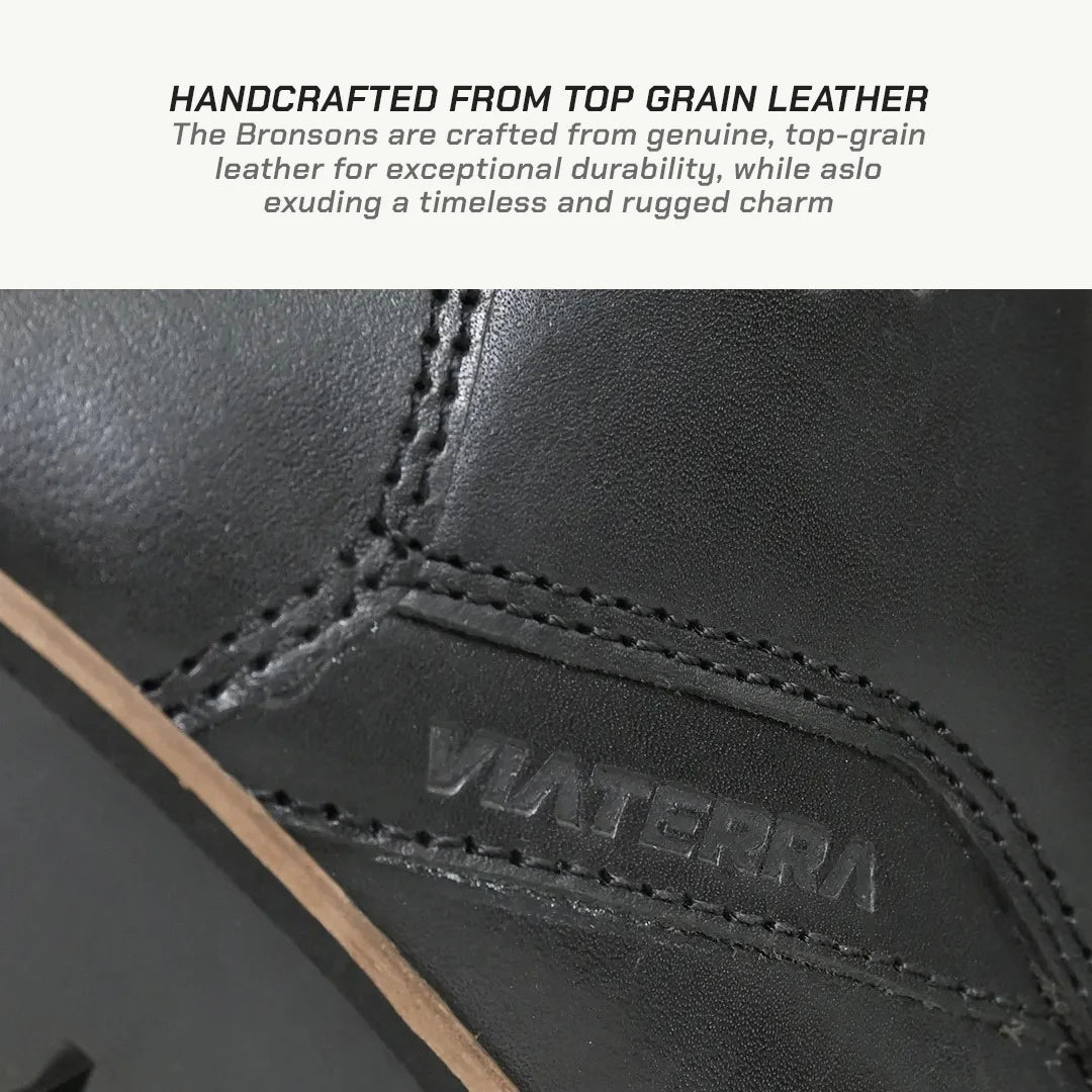color_black ViaTerra bronson - retro motorcycle riding boots for men (black) is handcrafted from top grain leather