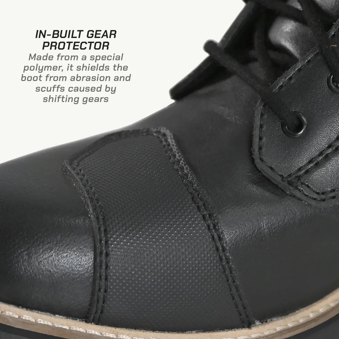 color_black ViaTerra bronson - retro motorcycle riding boots for men (black) has gear protector