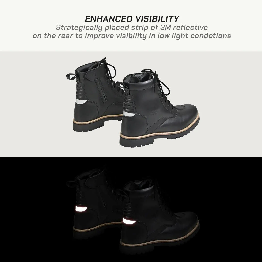 color_black ViaTerra bronson - retro motorcycle riding boots for men (black) have reflective straps