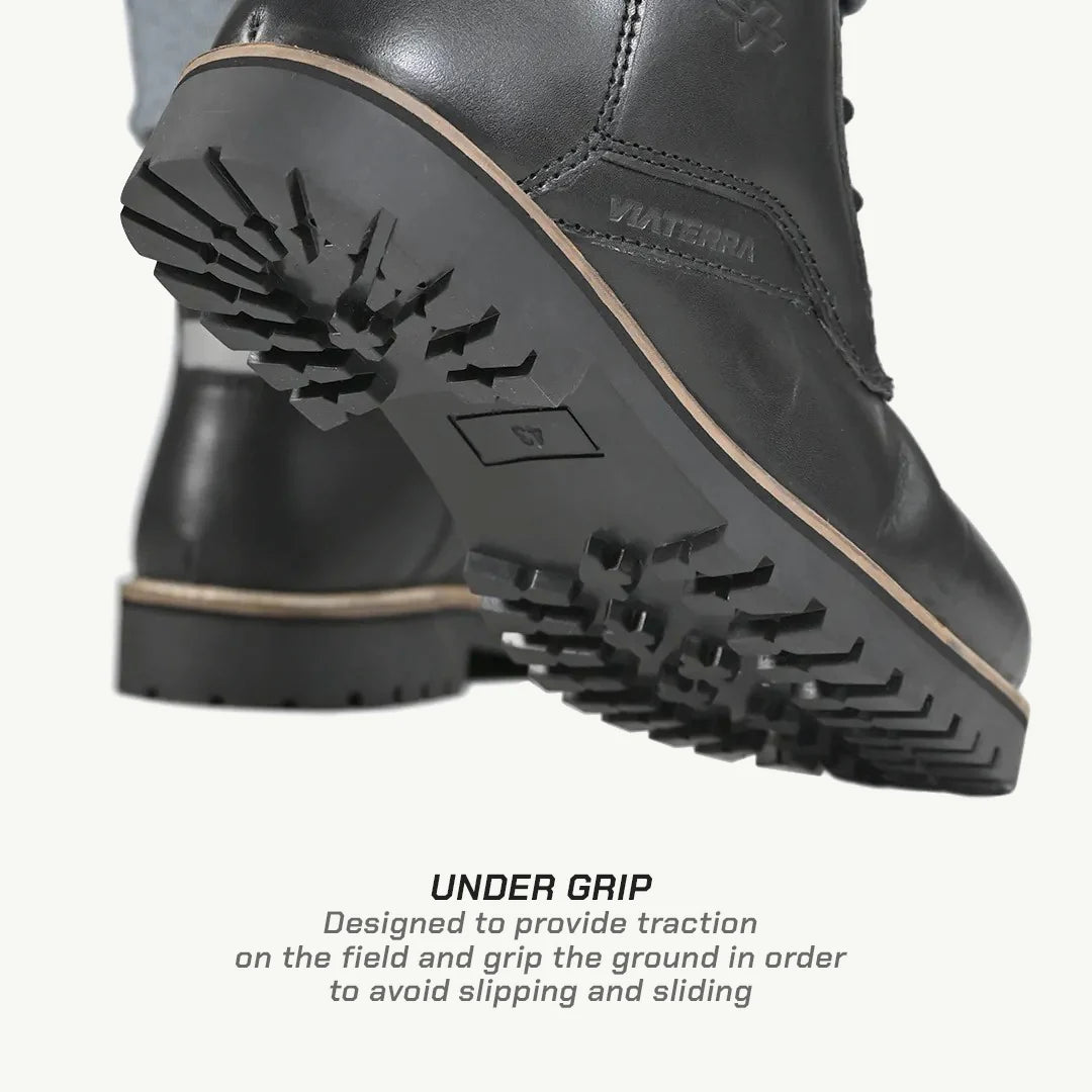 color_black ViaTerra bronson - retro motorcycle riding boots for men (black) have under grip